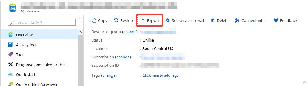 如何将Azure SQL 数据库还原到本地数据库实例中