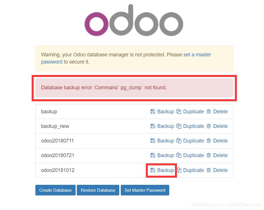 Odoo 10 数据库备份及恢复总结