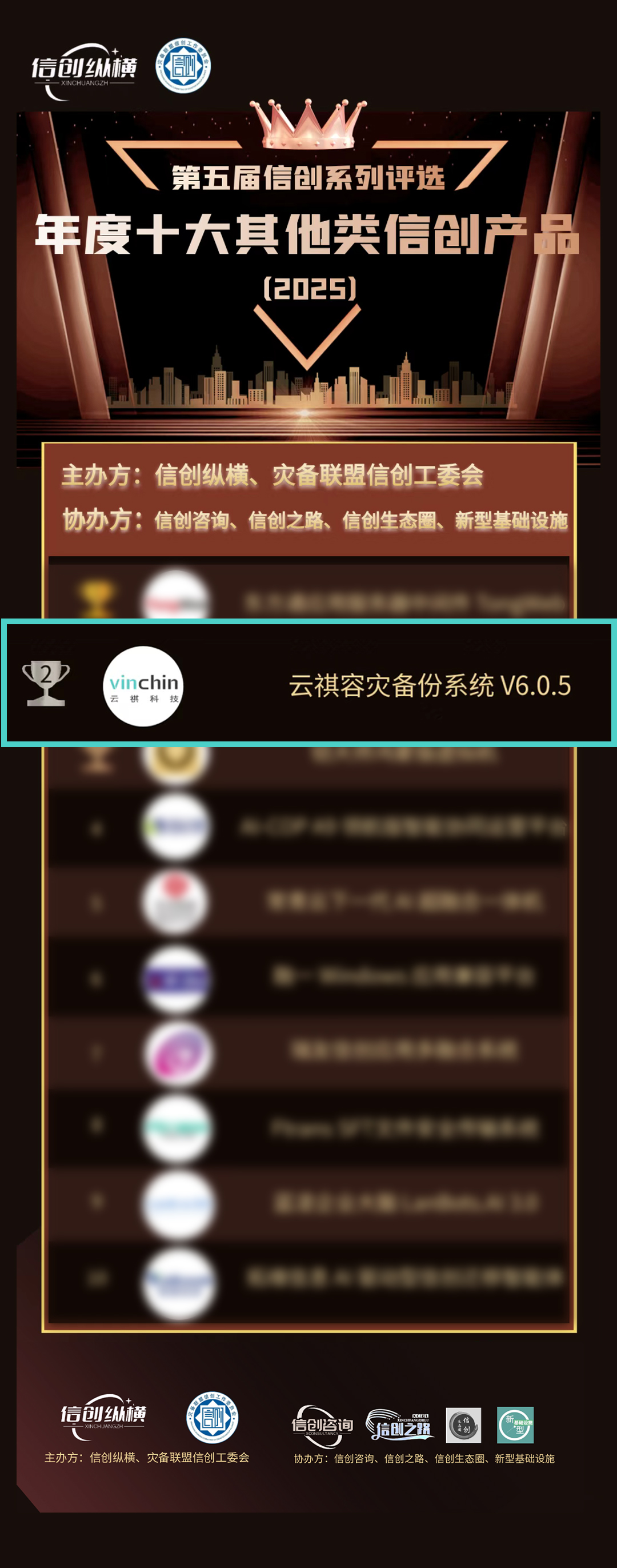 云祺容灾备份系统V6.0.5登榜信创系列TOP2